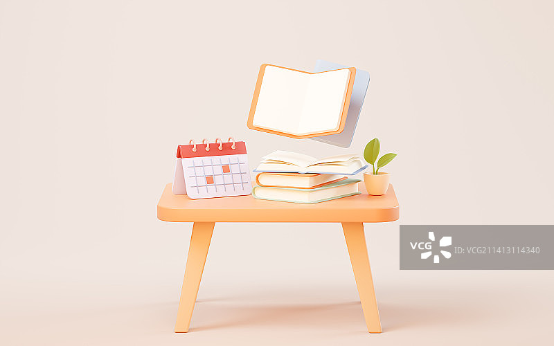 卡通风格读书与学习3D渲染图片素材