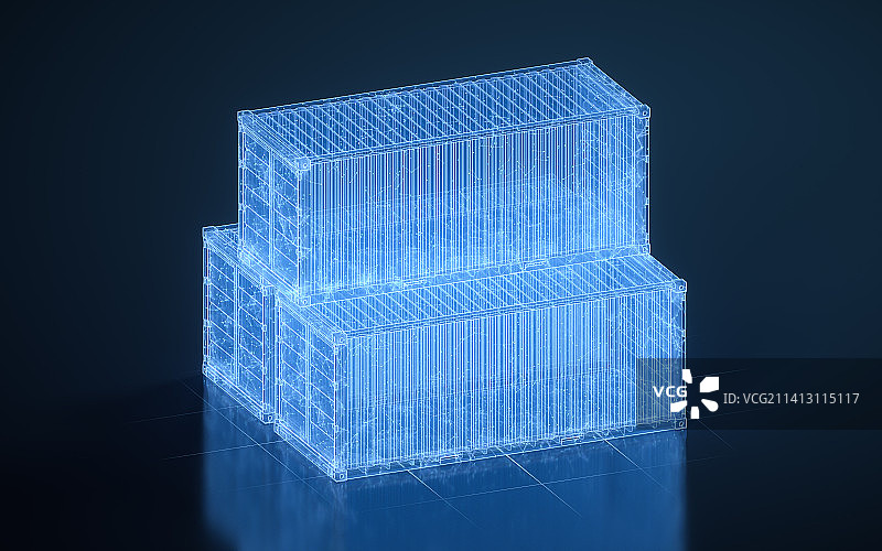 工业集装箱物流运输3D渲染图片素材
