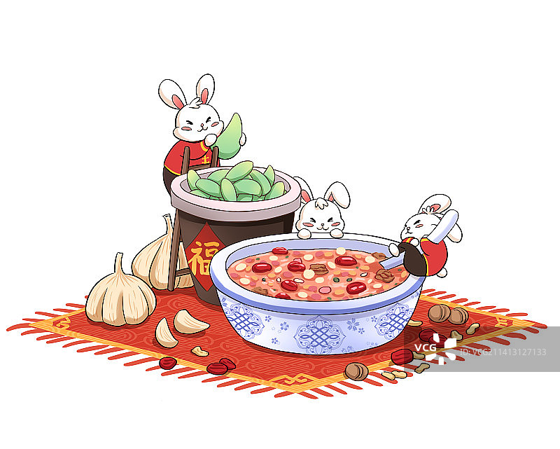 兔年年俗-腊八节（无背景）图片素材