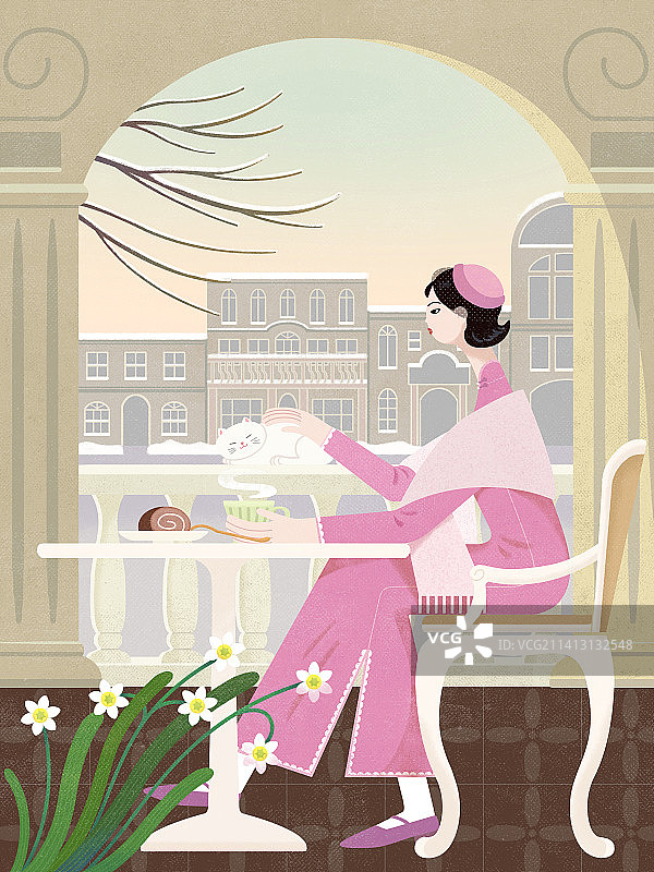 喝下午茶的女人图片素材