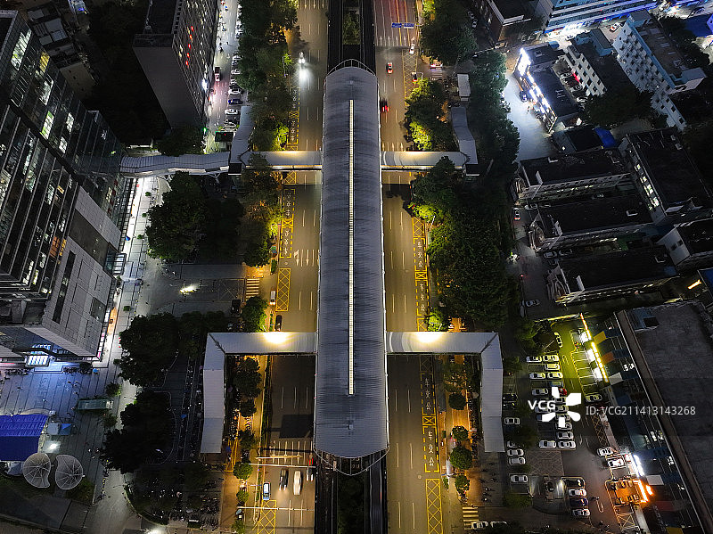 广东省深圳市龙岗区政府龙城广场万科时代广场夜景航拍图片素材