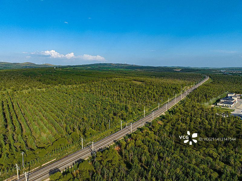 航拍山西右玉绿水青山图片素材