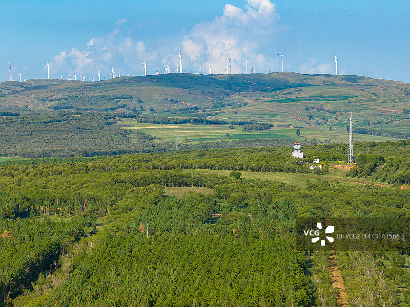 航拍山西右玉绿水青山图片素材