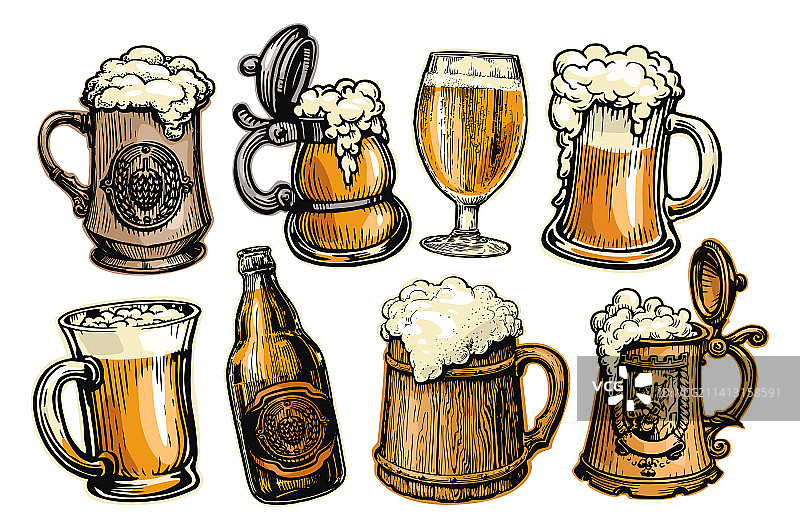 啤酒杯和马克杯合集图片素材