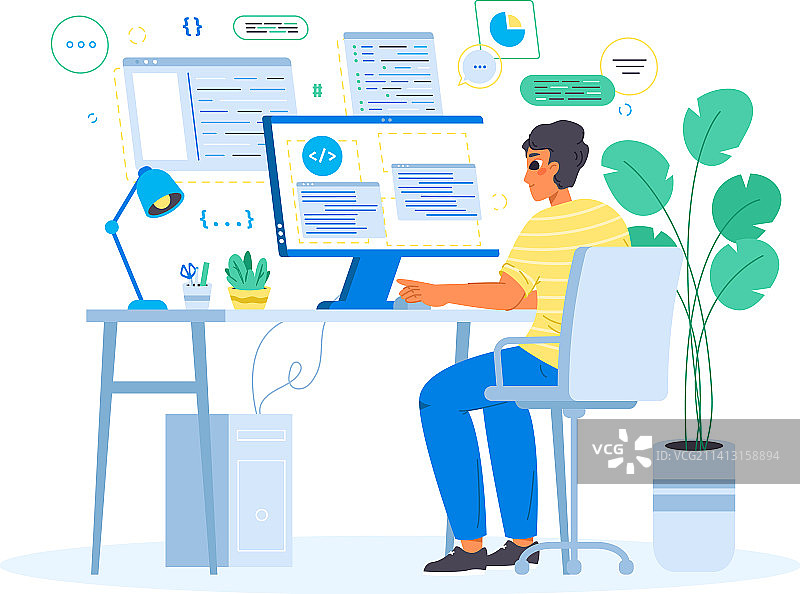 年轻的男性程序员开发角色图片素材