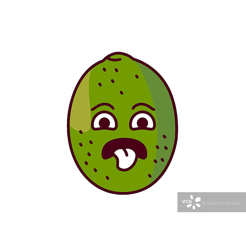 表示厌恶情绪的酸橙色线条图标图片素材