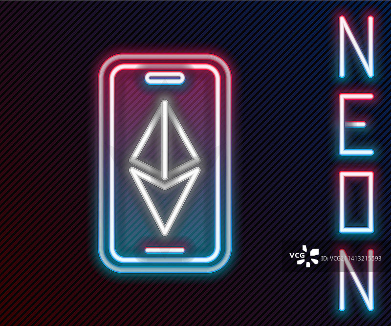 霓虹灯以太坊加密货币硬币ETH图片素材