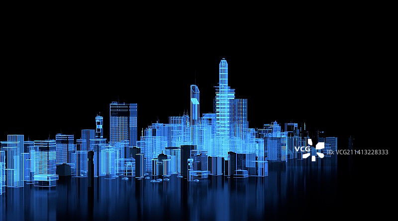 发光三维概念城市图片素材