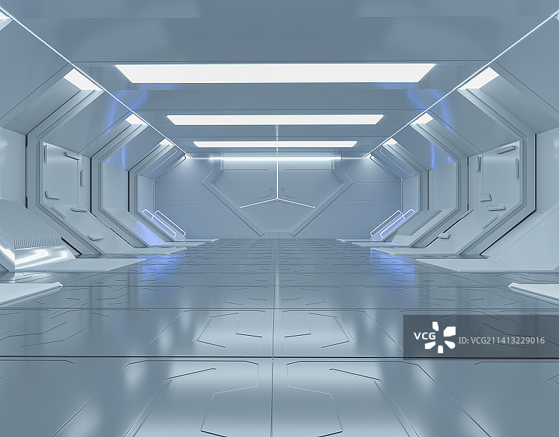 三维渲染科幻太空舱室内场景图片素材