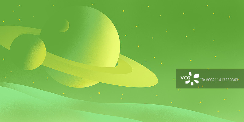 24节气插画壁纸系列-绿色的太空的绿色飞行器图片素材