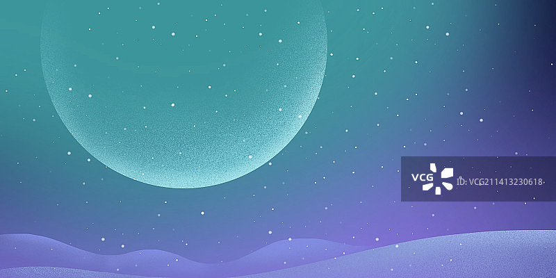 24节气插画壁纸系列-一轮圆月挂天空图片素材