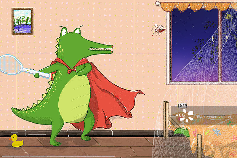 消灭蚊子大作战，夏天夜晚蚊帐图片素材