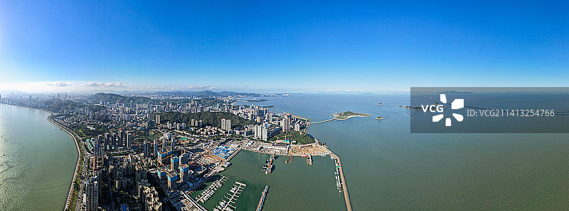 珠海香洲区九洲港全景航拍图片素材