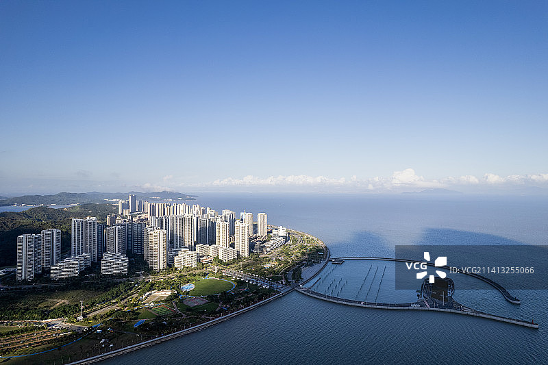 珠海高新区唐家湾前环格力海岸航拍全景图片素材