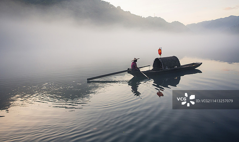 小东江晨雾图片素材