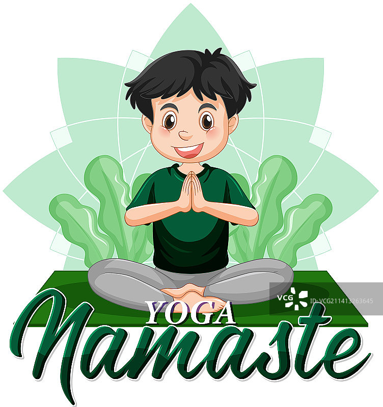 做瑜伽的男人与文字图片素材