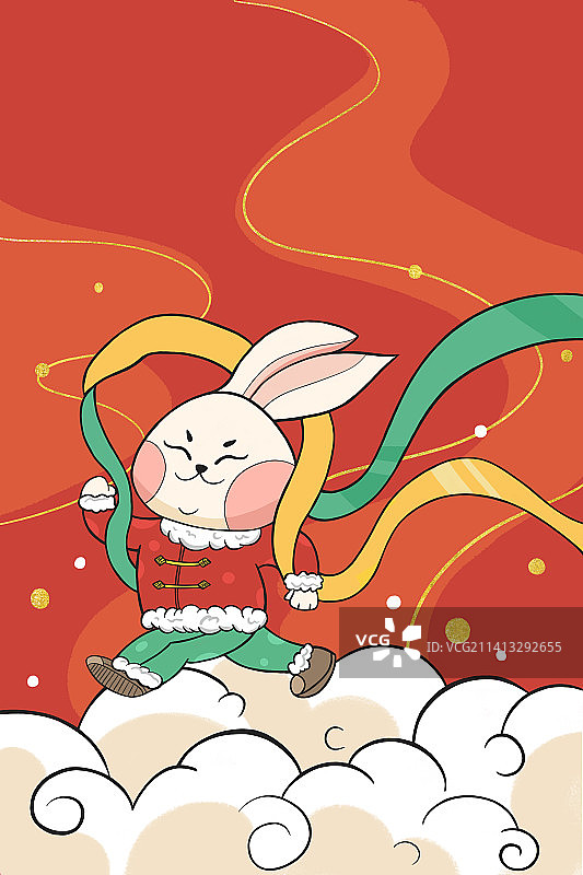 2023兔年国风喜庆插画图片素材