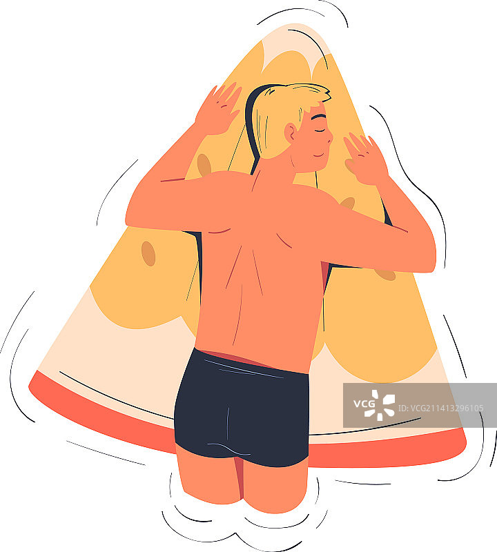 在游泳池里躺在充气床垫上的男人图片素材