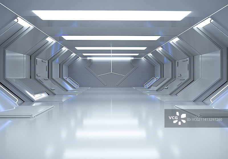 三维渲染科幻太空舱室内场景图片素材