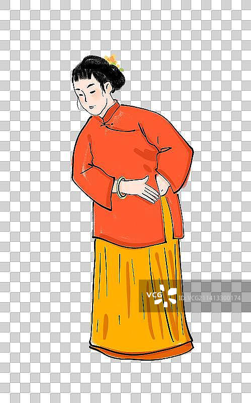 节日风俗人物浮世绘设计元素图片素材