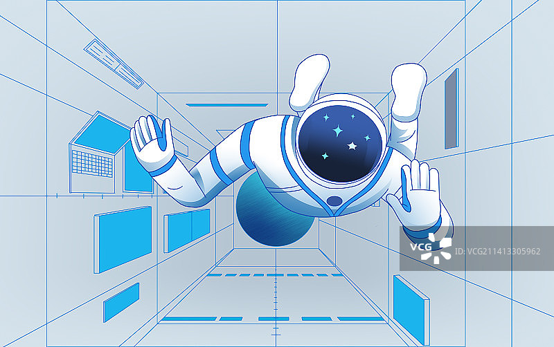 现代科学科幻航天航空宇航员宇宙飞船天宫一号空间站探索插画图片素材
