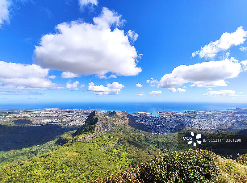 风景对天空的风景，毛里求斯岛，毛里求斯图片素材