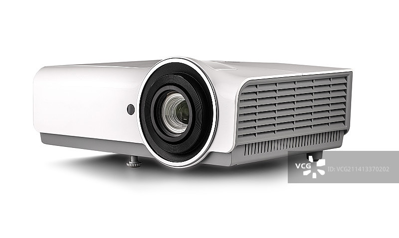 白色多媒体投影仪，白色背景隔离图片素材