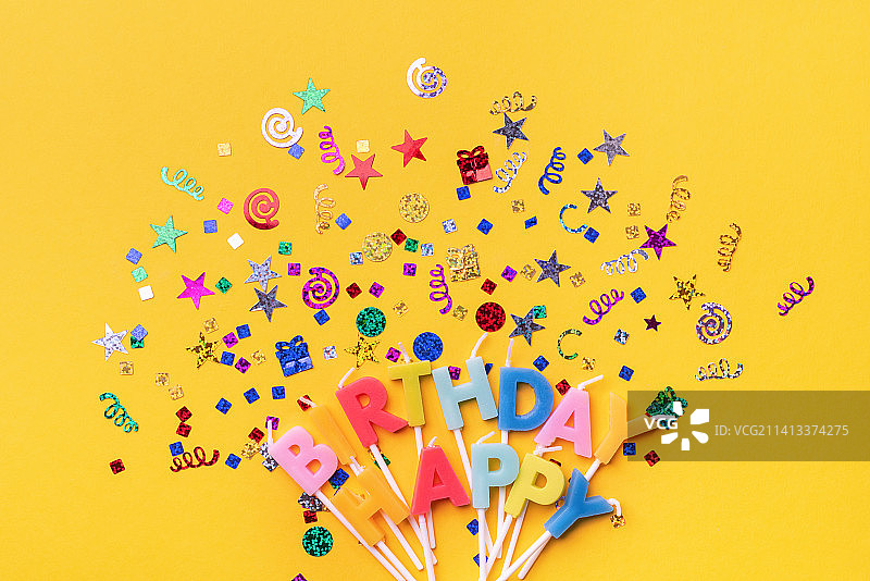 彩色蜡烛生日快乐派对背景图片素材