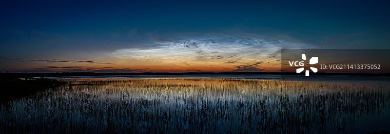 芬兰苏omussalmi日落湖景图片素材