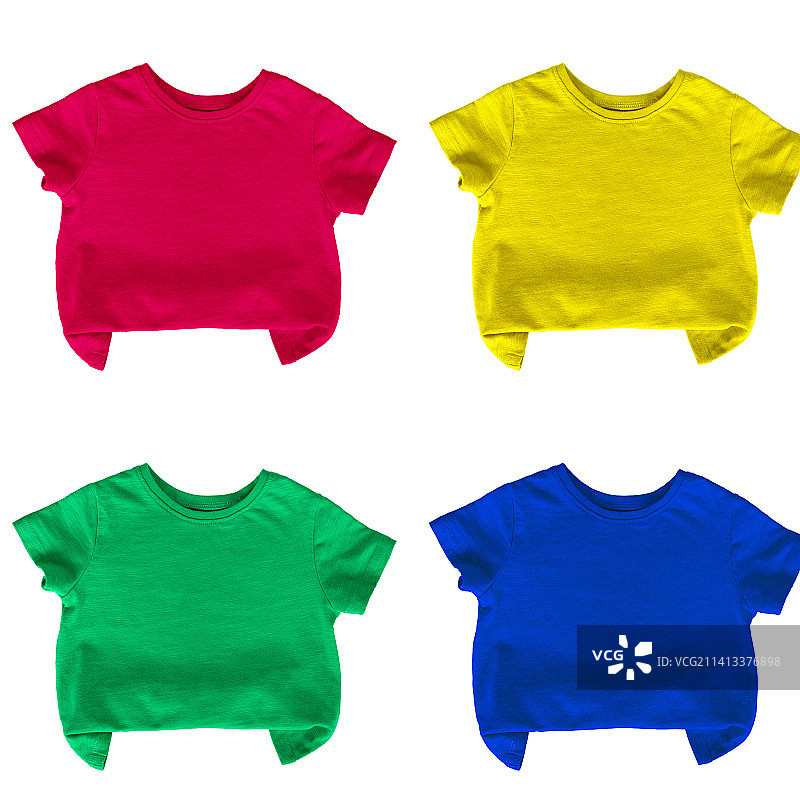 白色背景上的儿童T恤，绿色图片素材