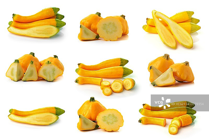 白色背景下的南瓜特写图片素材