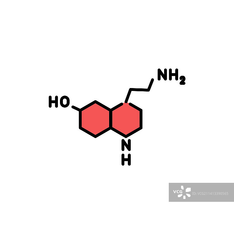 血清素分子式彩色线条图标图片素材