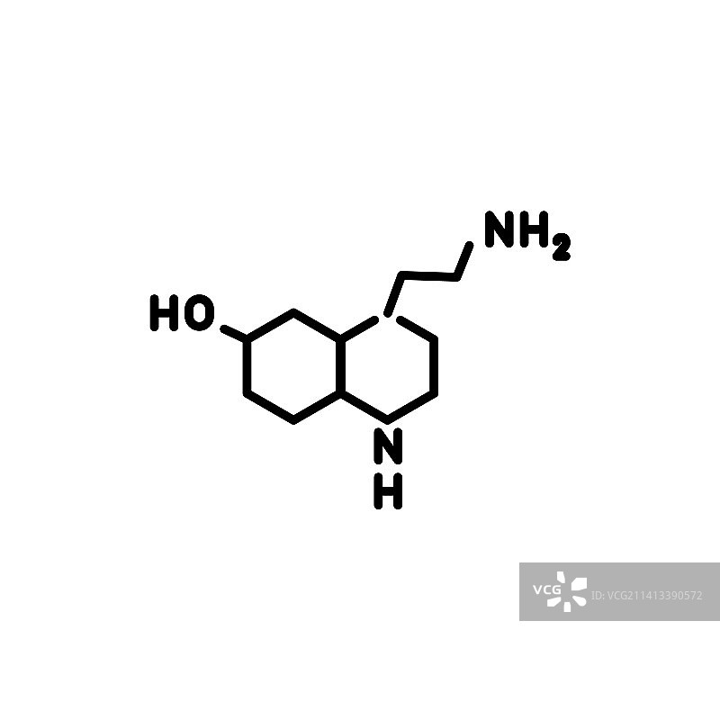 血清素分子式彩色线条图标图片素材