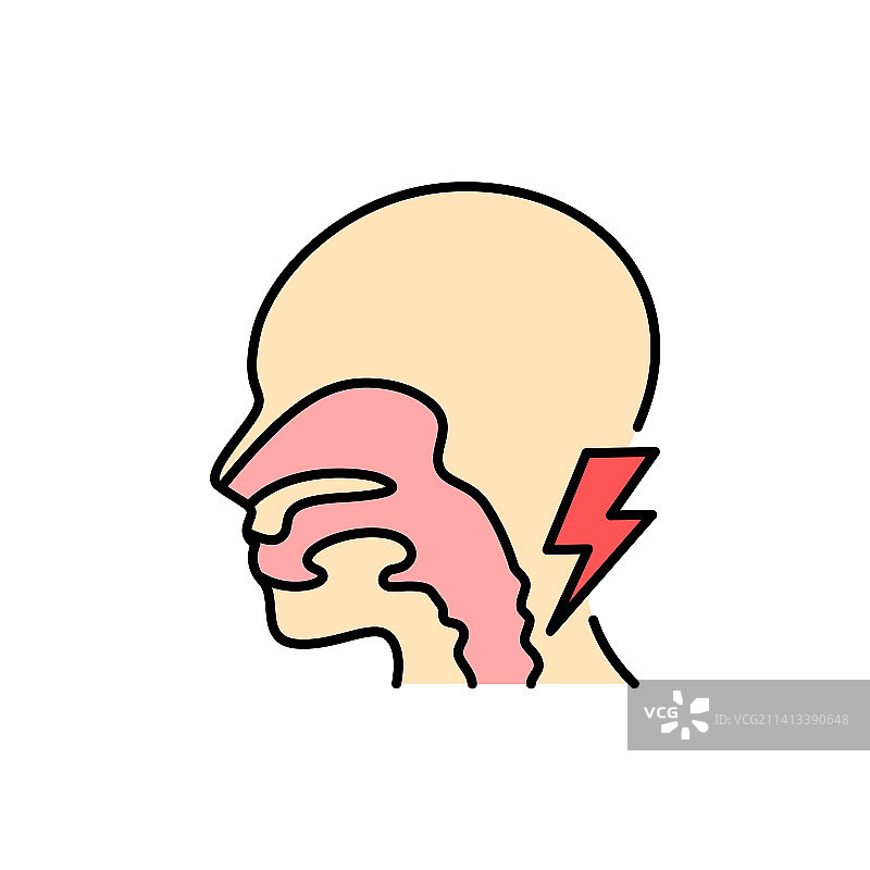 吞咽困难彩色线条图标：人类疾病图片素材