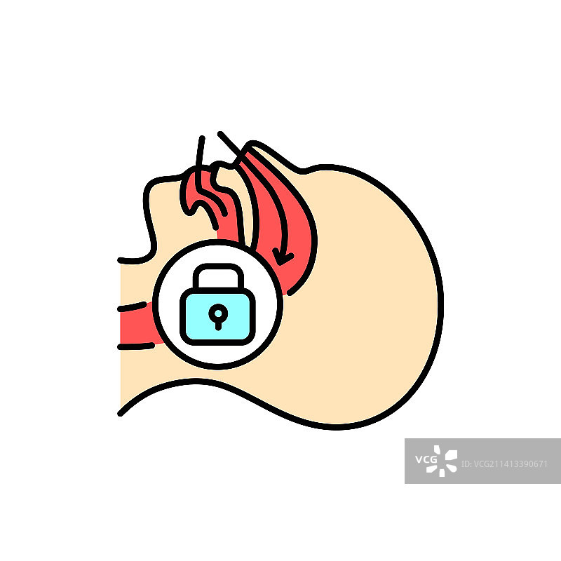 睡眠呼吸暂停彩色线条图标，人类疾病图片素材