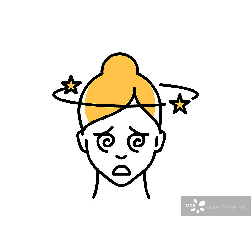 眩晕彩色线条图标：人类疾病图片素材