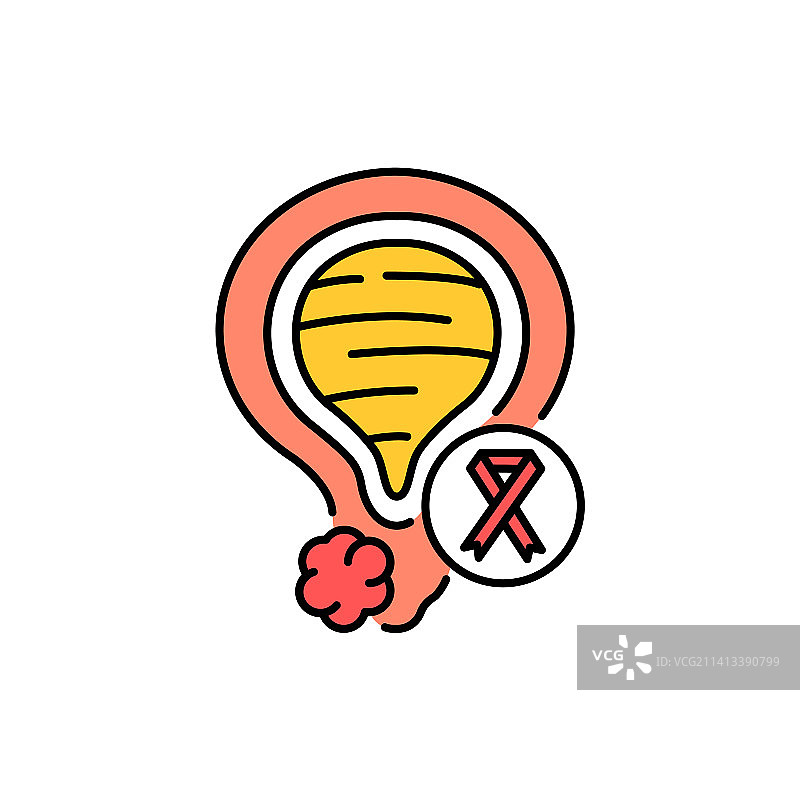 前列腺癌彩色线性图标网络标志图片素材