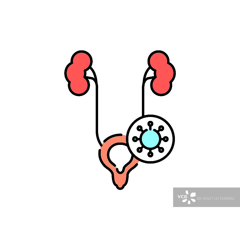 泌尿生殖系统病毒疾病彩色线条图标图片素材