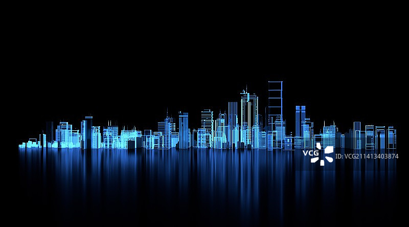 发光三维概念城市图片素材
