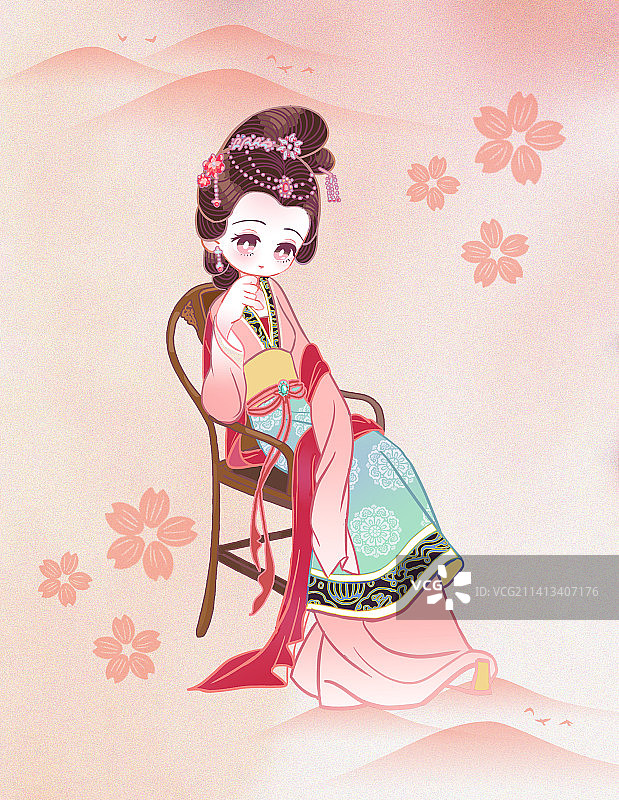 红楼梦金陵十二钗人物Q版古装画像秦可卿春困图片素材