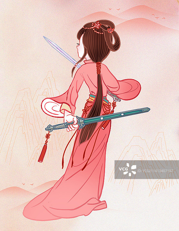 红楼梦金陵十二钗人物Q版古装画像尤三姐自刎图片素材