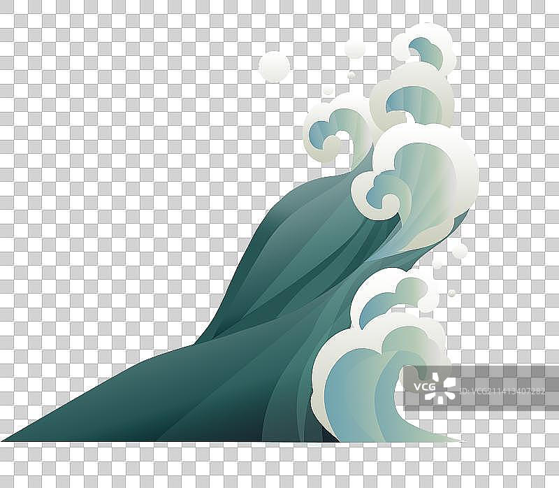 国风扁平元素海浪图片素材