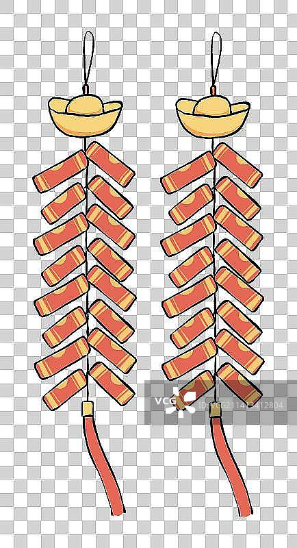 新年除夕春节年货挂件系列福袋灯笼鞭炮摊位图片素材