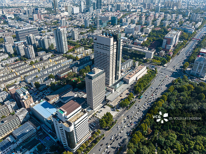 中国山东广播电视台办公大厦航拍图片素材