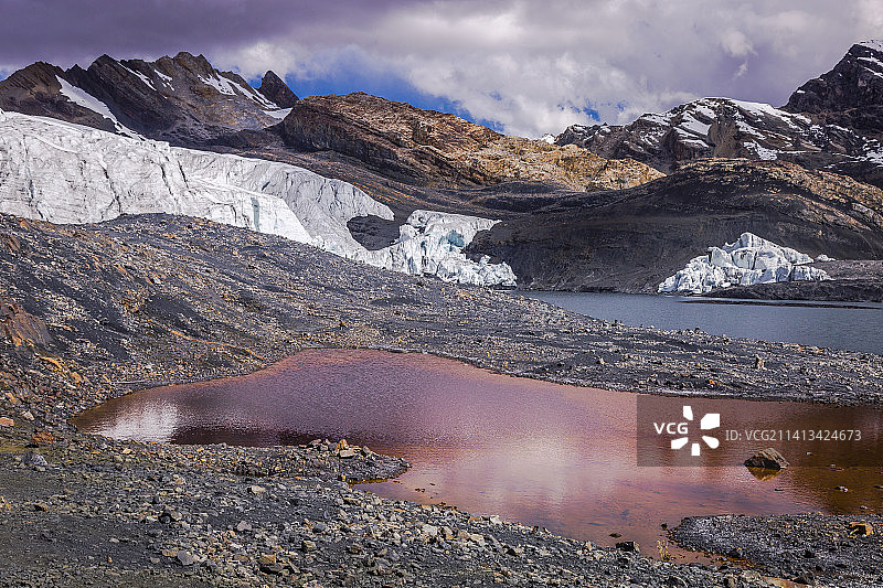 布兰卡山脉的帕斯托里冰川，安卡什，秘鲁图片素材