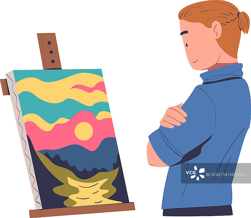 人物绘画：站在自然景观中的男人图片素材