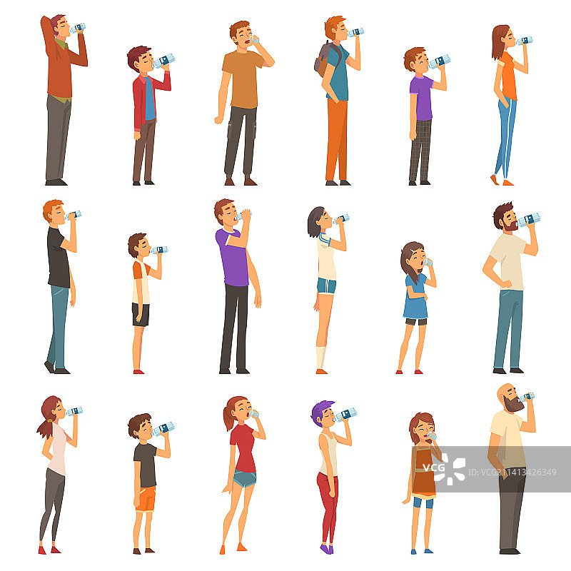 人物角色站立饮水图片素材