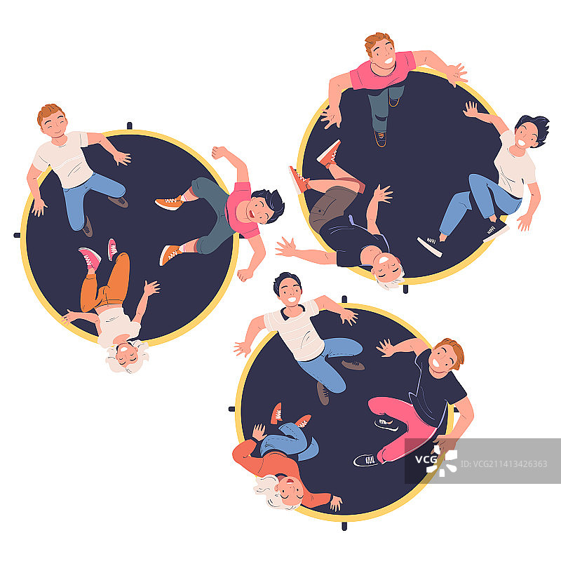 人物角色在蹦床上跳跃图片素材