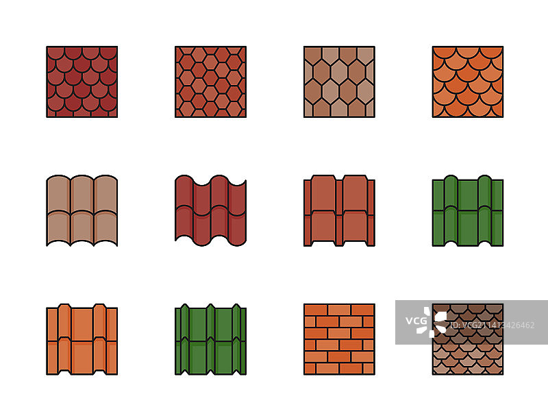 彩色屋顶瓦片图案图片素材