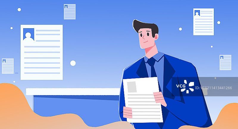 卡通手绘招聘面试插画图片素材